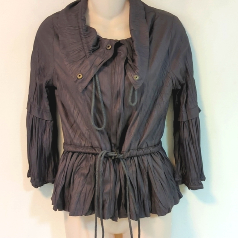Ryu Crinkle Coated Peplum Jacket